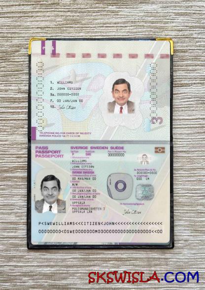 Szwecja paszport wersja 2 wygląd zdjęcia pliki PSD, skan i fotografowany obraz